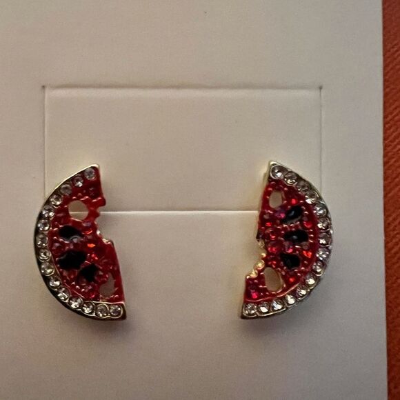 🍉 Betsey Johnson sparkling & sweet & juicy watermelon slice earrings 🍉 - Picture 5 of 9